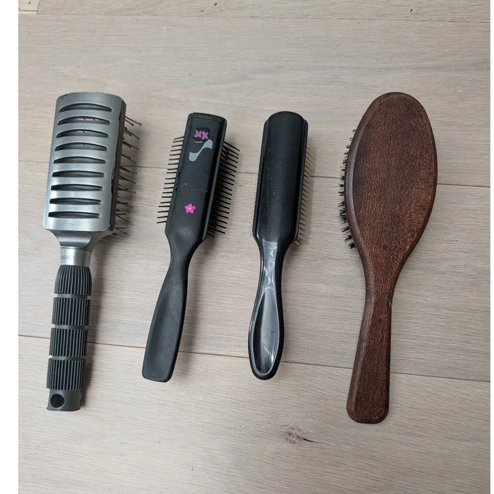 Professional Hair Brush Bundle, Wet Brush, Denman & Boar Bristle Brushes, 4 pcs